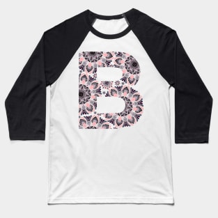 Dark Mandala Letter Capital B grey Baseball T-Shirt